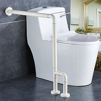 JCWANGDEFU Grab Bar Handrails Hand Grips Safety Handle Assist Frame Railings Rail Support for Toilet Bathtub Bathroom Shower, with Support Leg, 304 Stainless Steel, Anti-slip Nylon, White