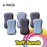 Tuff-Scrub Microfiber Cleaning Scrub Sponges, Dual-Sided Scouring for Easy Household Cleaning of Your Kitchen Dishes, Pots, and Pans (Pack - 6)