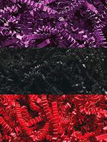 Assorted 3 Colors Halloween Crinkle Paper Shred for Packaging Gift Box/Party Decor 6-Ounce Bag Bulk Buy !! Choose Color Set (Plum, Black, RED)