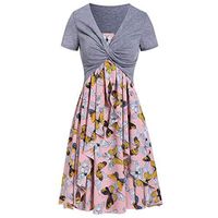 Womens Sunflower Midi Dresses Short Sleeve Bow Tie Front Bandage Suit Summer Casual Coverups Tops Straps Mini Tshirt Dress Loose Swing Flowy Pleated Floral Sun Dress