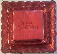 Christmas New Years Holiday Deluxe Winter Party Paper Dinnerware Bundle Service for 20 Guests-Dinner Plates, Dessert Appetizer Plates, Napkins (Red Deluxe)