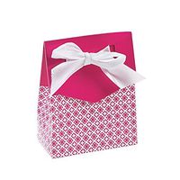 Hot Pink Tent Favor Boxes With Bow (12 Pack) 3" x 1 1/2" x 3 3/4"