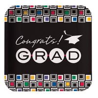 Creative Converting 8 Count Square Banquet Plates, Mod Grad