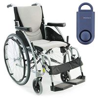 Karman S-Ergo 115 Ultra Lightweight Ergonomic Wheelchair | Seat Size 16" X 17" | Swing Away Footrest | Quick Release Wheels in Silver & Free 130 dB Matte Blue Personal Safety Alarm/Siren!