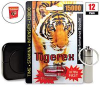 Tigerex 15000 (12 Caps) Male Performance, Energy, Enhancement, and Endurance Bundle with Accessories (15 Items)