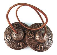 Tingsha Om Symbol Lotus Flower Chimes Bells Large