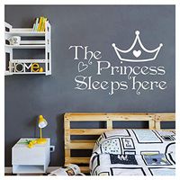 Wall Decals for Girl's Bedroom,Quotes Sticker Murals PVC DIY Romovable Easy Peel Vinyl Decal Gilr's Adults Bedroom Living Room Family Home Decor - Princess Sleep Here, (White)