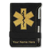 Mini Notepad, Star of Life, Personalized Engraving Included (Black)