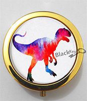 BlackKey Dinosaur Silhouette 3-Compartment Decorative Pocket Gift Box Case Organizer for Pill, Color 2 -2278