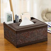 T-ZJHC Multi-Function Tissue Box Desktop Living Room Coffee Table, Square 2 Grid - Classical Pattern