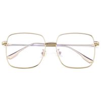 Mimoeye Oversized Blue Light Filter Glasses Metal Square Non-Prescription Eyeglasses for Computer Gaming Anti Eye Strain Headache for Women and Men
