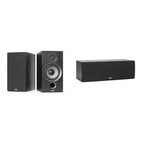 ELAC Debut 2.0 B6.2 Bookshelf Speakers, Black (Pair) & Debut 2.0 C5.2 Center Speaker, Black