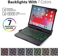 iPad 10.2 Keyboard Case 2019-360 Degree Rotatable 180 Flip Wireless/BT Keyboard with Case Thin Light Backlit Keyboard Cover Auto Sleep/Wake for 10.2'' iPad 7th Generation (Black)