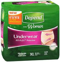 Kimberly-Clark 38529 Depend Fitted Brief Max Protection Underwear, Disposable, Moderate Absorbent, Women, X-Large (Pack of 68)