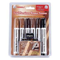Gelcool Floor and Furniture Touch Up Repair Pen，Wooden Repair Kit Wood Markers - Set of 6 - Markers and Wax Sticks with Sharpener Kit, for Stains, Scratches, Wood Floors, Tables, Wood Door, Chair
