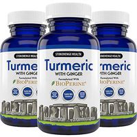 Stonehenge Health Turmeric Curcumin with Ginger - Highest Potency Available. 1,600 mg Turmeric with 95% Curcuminoids & BioPerine®. Supports Joint Pain & Inflammation, 60 Vegetarian Capsules (3 Pack)