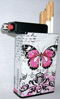 Cigarette Case Built on Lighter Holder Compartment Choose Designs
