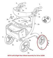 Left & Right Rear Wheel Assemblies with Bearings for Drive RTL10266 Nitro Rollator Walker (1026612-L & 1026612-R) Both Rear Wheels