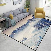 YucouHome Nature Sports Area Rug Pad, Snowy Winter Dramatic Overcast Sky Wonderland Snowfall Seasonal Panorama Print, Durable Carpet Area Rug - Living Dinning Room Bedroom Rugs and Carpets(8'x 10')