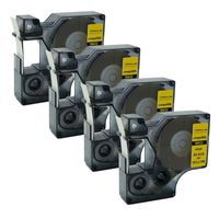 QPMY 4 Pack Compatible for DYMO Rhino IND Black on Yellow Vinyl Label Tape 18432 12mm 1/2"