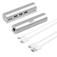 UNITEK USB Aluminum Ethernet Adapter 3-Port USB 3.0 Data Hub with Gigabit Ethernet Port Dual Option USB-C Type C & USB-A Type A Network Converter for New MacBook, MacBook Pro, Chromebook Pixel
