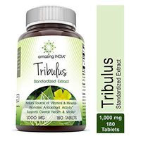 Amazing India Tribulus Extract Dietary Supplement - 1000MG Tablet (Non-GMO) - Standardized to contain Min. 45% Saponins - Supports Lean Muscle Mass, Promotes Cardiovascular Health, Immune System (180)