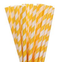 Biodegradable Paper Straws Dark Yellow Striped (75)
