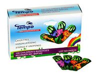 Tempo Adhesive Kid’s “Jungle Theme” Bandage 3/4” x 2”, Sterile, Non Latex, Hypoallergenic, 100 EA/BX & 60 BX/CS, BAP342