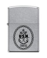 Zippo USN Anchor and Stars Street Chrome Pocket Lighter