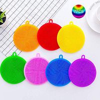 Silicone Dish Sponges - 7 Pack Cleaning Sponges for Dish Washing, Silicone Dish Scrubber for Cleaning, Dishwasher Safe and Dry Fast