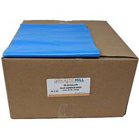 PlasticMill 40-45 Gallon Garbage Bags: Blue, 1.2 Mil, 40x46, 100 Bags.