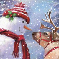REINDEER SNOWMAN CARROT CHRISTMAS EMBOSSED 13" x 13" 33CM X 33CM 20 X 3 PLY PAPER NAPKINS