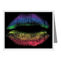 Note Card Gay Pride Flag Rainbow Lips