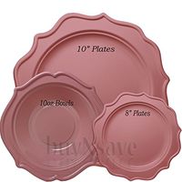 buyNsave Pink Plastic Disposable Plates, Wedding Party Dinnerware, Festive Collection (35, 8" Dessert Salad Plates)