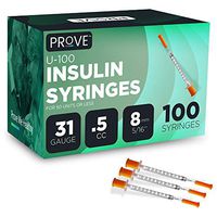 Prove Insulin Syringes, 31 Gauge .5cc 8mm 5/16’’- 100 Count | 100ct Single-use Insulin Syringe with Needle