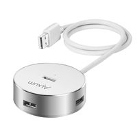 Alxum USB 2.0 Hub 4-Port USB Data Hubs Splitter with Built in 1.9 Foot Long Cable for iMac, MacBook Air, Mac Mini, Chrombook, Microsoft Surface 4,3, Surface Book, Aluminium, White, Ultra Slim