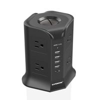 Smart Power Strip Surge Protector SAFEMORE 8 Outlet 4 USB Multi Power Plug USB Extension Tower Desktop Charger Station 6.5ft Long Power Cable Compatible with Right Angle/Flat Plug Devices (Black)