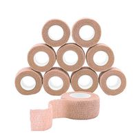 GooGou Self Adherent Wrap Bandages Self Adhering Cohesive Tape Elastic Athletic Sports Tape for Sports Sprain Swelling and Soreness on Wrist and Ankle 10PCS 1 in X 14.7 ft (brown color)