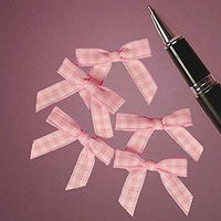 Mini Pink and White Gingham Checkered Bows (100)