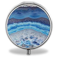 IMLONE Pill Organizer, Customized Blue Marble Pill Boxes with 3 Components for Purse