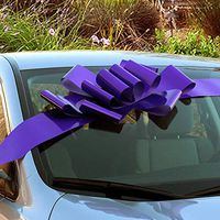 Big Purple Car Bow Ribbon - 25" Wide, Large Gift Decoration, Fully Assembled, Healthcare Workers Support Ribbon, Mardi Gras, Easter, Christmas, Birthday, Cancer Awareness