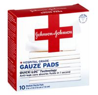 Johnson & Johnson Hospital Grade Gauze Pads 10CT (Pack of 6)