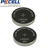 3.6V LIR2032 Rechargeable Li-ion Cell Button Coins Battery 2PC