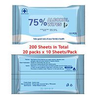 200 Sheets 75% Alcohol Disinfectant Wipes, Large Cleaning Wet Wipes Soft Alcohol Paper Portable Daily Protection use for Hand Toys Home Hotel Restaurant Office Car【20 Packs x 10 Sheets/Pack】