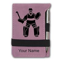 Mini Notepad, Field Hockey Goalie, Personalized Engraving Included (Pink)