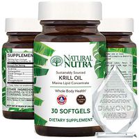 Natural Nutra Krill Oil 500mg with Astaxanthin, Omega 3 Fatty Acids, EPA and DHA, Antarctic Sourced and Friend of The Sea Certified, Environmentally Friendly Premium Glass Bottles, 30 Capsules