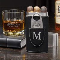Classic Groomsman Personalized Rocks Glass & Cigar Holder (Custom Product)