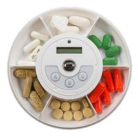 GMS Pill Organizer - 6 Compartment Bluetooth Portable Smart Pill Box with Alarms and Locking System