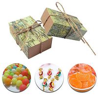 Latosiv - Bags & Wrapping Supplies - 50 Pcs Lot World Map Candy Box Wedding Favors And Gifts Bag Travel Theme Gift Boxes Kraft Paper - Party Box Back World G20n50c Box J5 Day Supplies Party Opp & 360