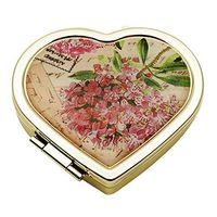 Pill Case Pill Box Decorative Pill Cases with Mirror Travel Medicine Boxes Metal Small Heart Container Jewelry Organizer Holder for Purse Pocket (Flower)